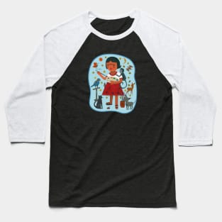 Frida Kahlo & Pets Baseball T-Shirt